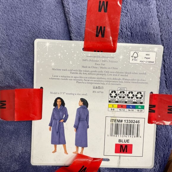 NEW Carole Hochman Plush Wrap Robe Women's M With Patch Pockets - Picture 4 of 5
